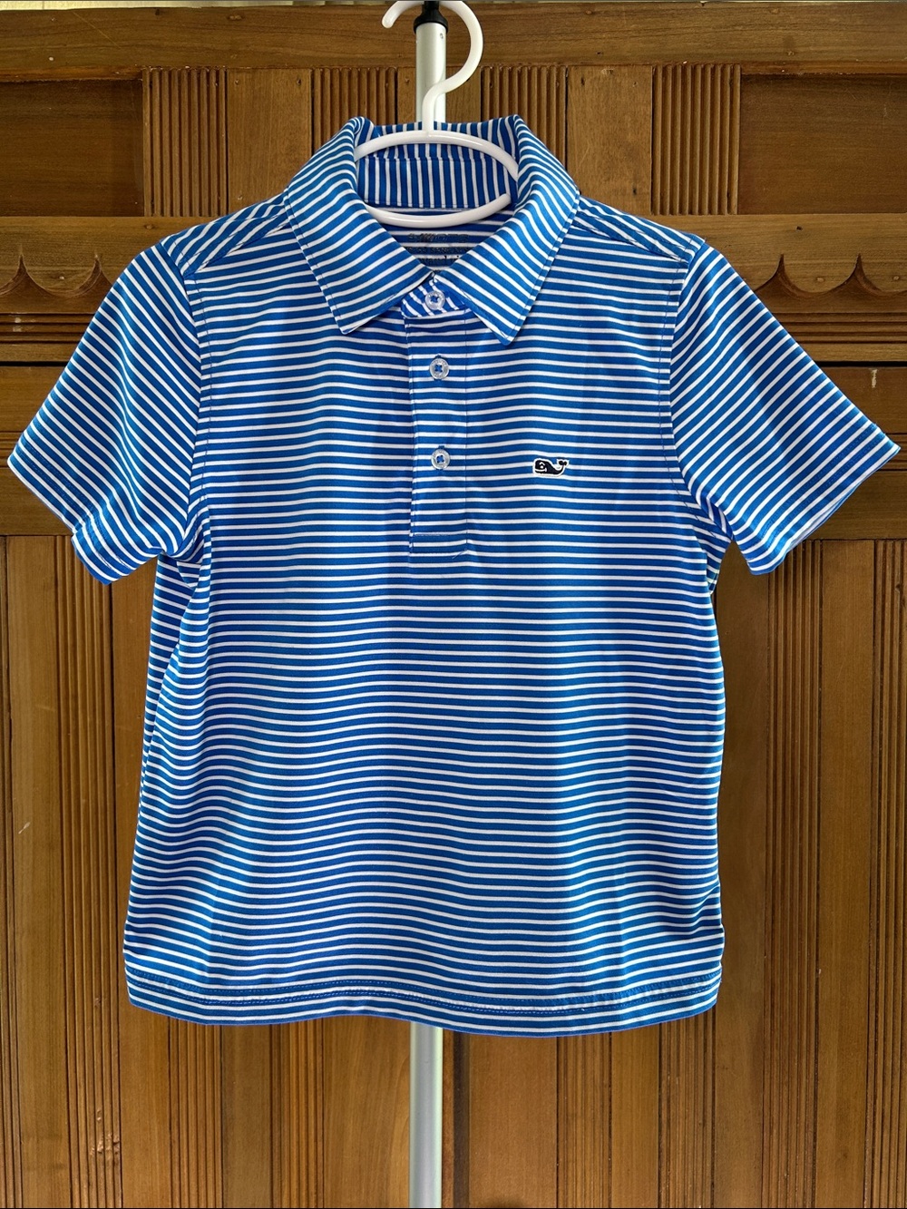 Vineyard Vines On the Go Sankaty Blue & White Striped Polo Shirt - Kids Size 5 - Picture 2 of 12